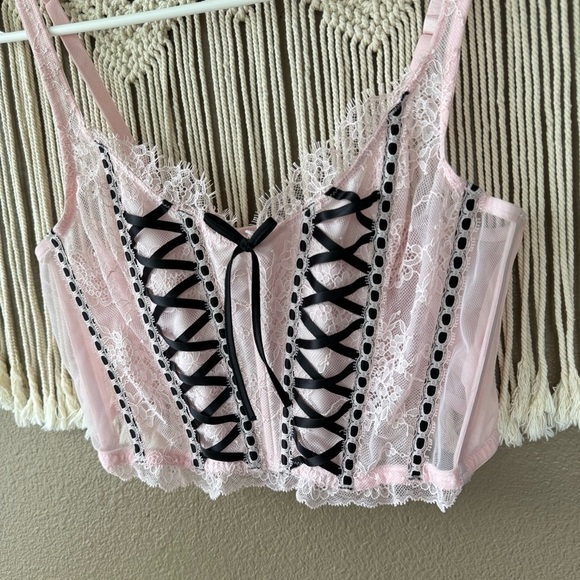 Victoria’s Secret DREAM ANGELS pink eyelash lace Corset Bustier Top EUC large C - Picture 3 of 12